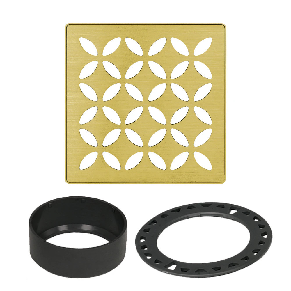 Schluter Systems Kerdi-Drain Brushed Classic Gold Square Grate | KDIF4GRKEBCGD5 | Lowe's