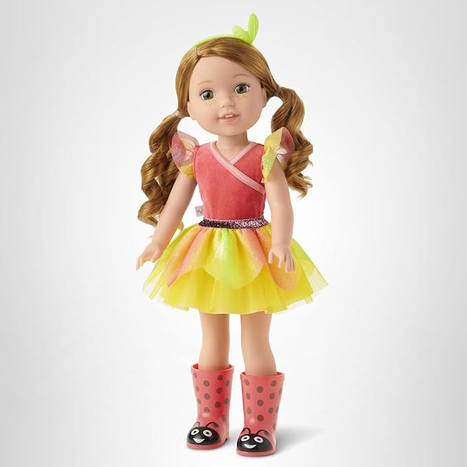 American Girl WellieWishers 14.5-inch Willa Doll with Coral Leotard, Mesh Skirt, Headband, and Bo... | Amazon (US)