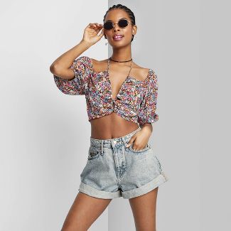 Women's Super-High Rise Rolled Cuff Mom Jean Shorts - Wild Fable™ | Target