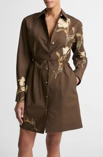 Iris Floral Print Tie Waist Long Sleeve Shirtdress | Nordstrom