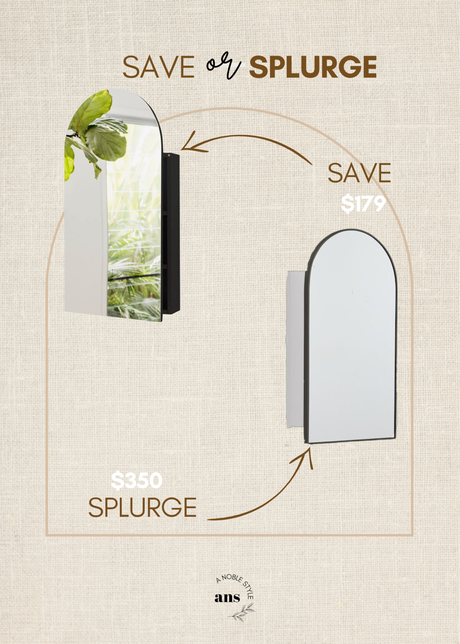 Save or splurge arch medicine cabinet. Perfect for small spaces in need of extra storage.


Daily dupe, look for less, vanity mirror, bathroom decor

#LTKFind #LTKhome