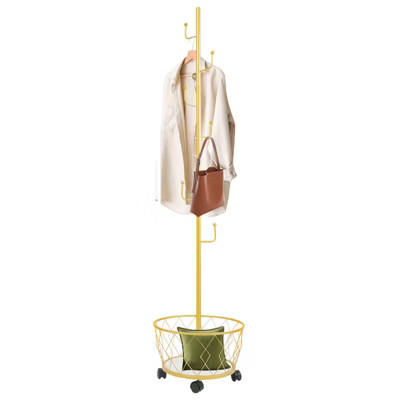 YIYIBYUS Coat Rack with Storage Basket, Freestanding Gold Coat Rack For Room Entryway | Target