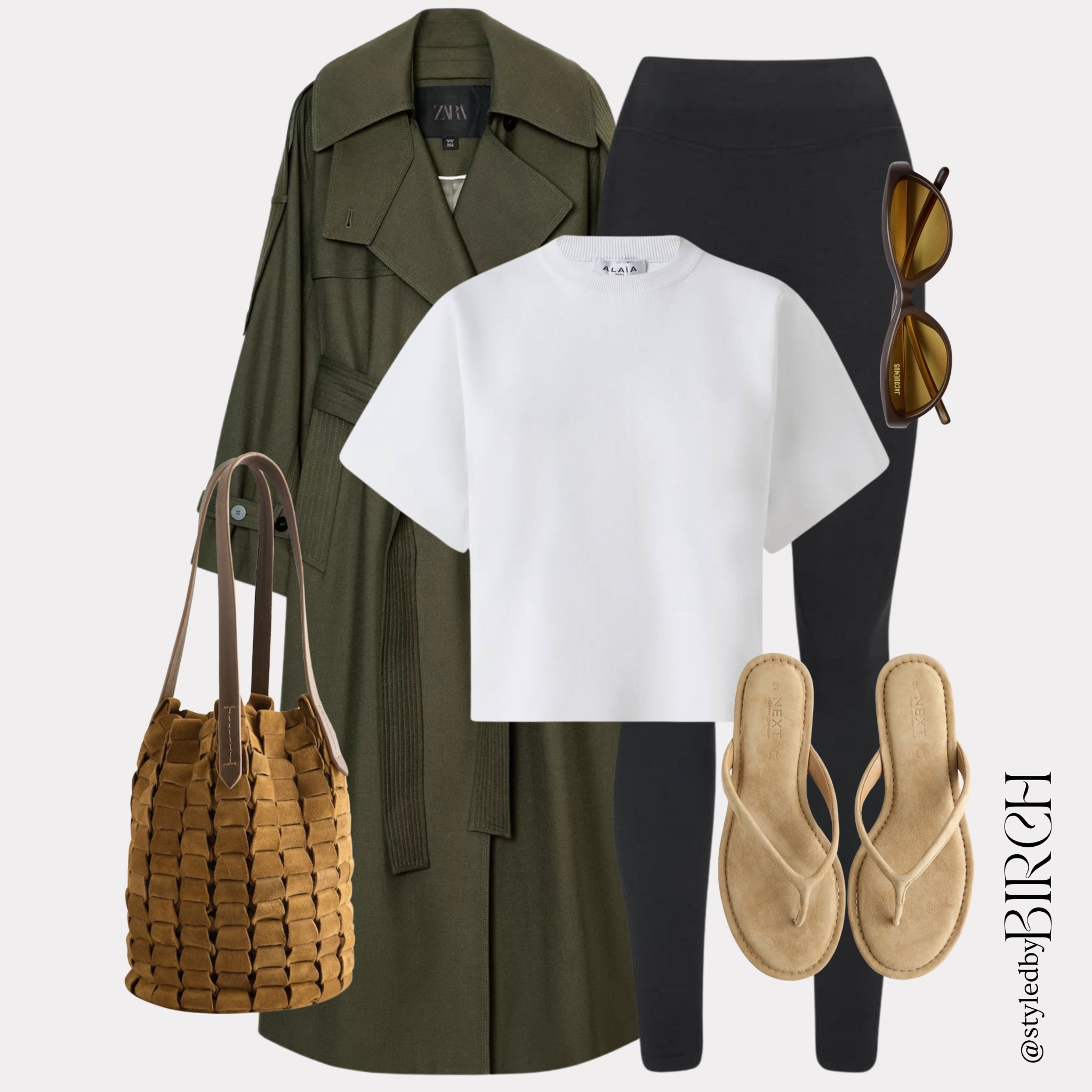Lightweight trench make this the perfect spring transition look for a chilled weekend, easy for coffee runs, walks and anything in between while still feeling polished 🤍

#outfitinspo #ootd #fashion #chicstyle #neutralstyle 

Tags 🏷️ 
Khaki trench coat, white structured tee, black leggings, tan flip flops, woven tan bucket bag and brown sunglasses

#LTKspring #LTKmodest #LTKstyletip