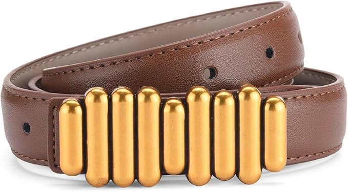 Scriptures Women’s Leather Belts Golden Buckle Fashion Narrow Belt Dresses Belt High-end Belts ... | Amazon (CA)