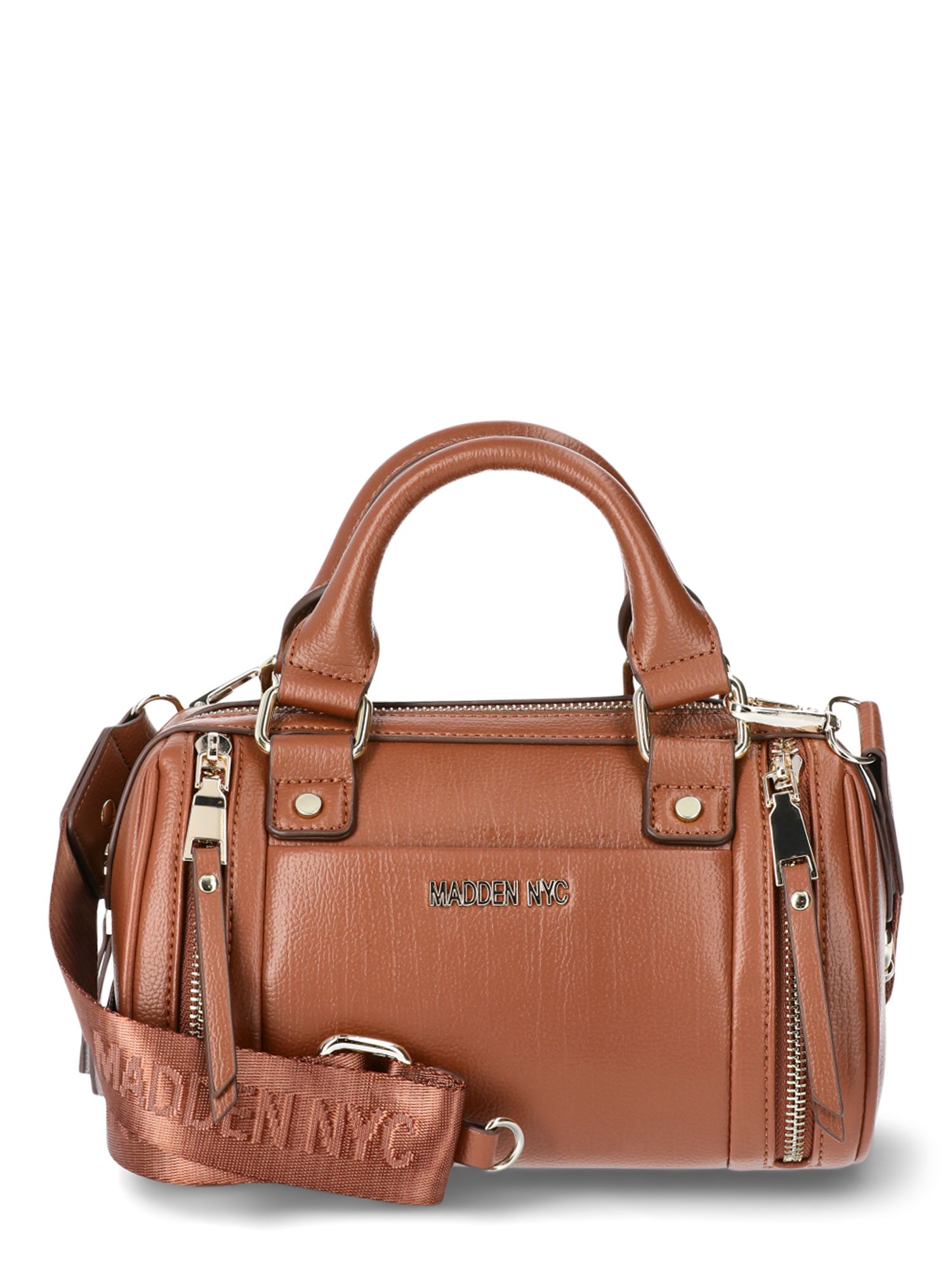 Madden NYC Women's Multi Zipper Barrel Bag, Cognac - Walmart.com | Walmart (US)