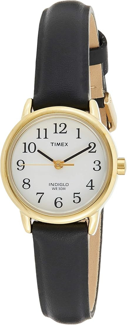 Timex Women's T20433 "Easy Reader" Gold-Tone and Black Leather Watch | Amazon (US)