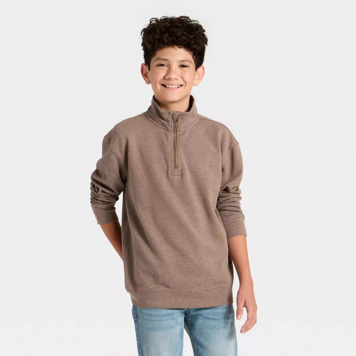Boys' Quarter Zip Relaxed Fit Fleece Pullover Sweatshirt - Cat & Jack™ | Target