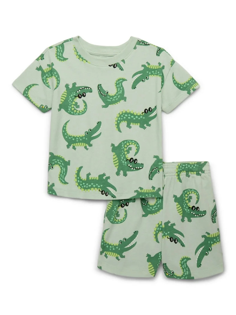 Wonder Nation Toddler Boy Printed Jersey Tee and Shorts Set, 2-Piece, Sizes 12M-5T | Walmart (US)