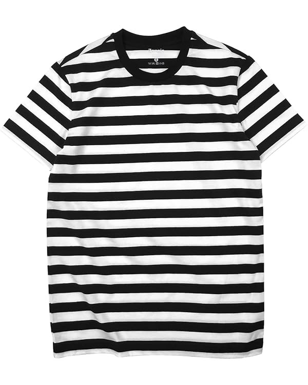 Zengjo Mens Striped Shirt Short Sleeve T-Shirts | Amazon (US)