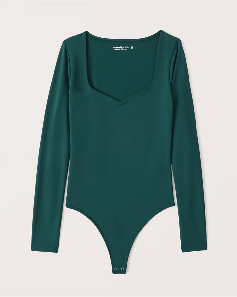 Long-Sleeve Double-Layered Seamless Fabric Sweetheart Bodysuit | Abercrombie & Fitch (US)