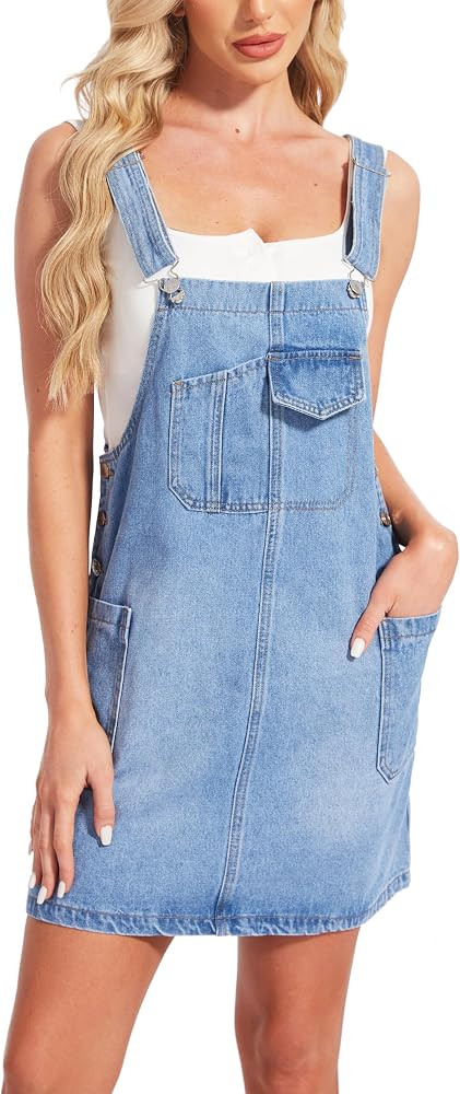 MISS MOLY Women's Denim Overall Dress Casual Loose Adjustable Straps Bib Overalls Jean Dress with... | Amazon (US)
