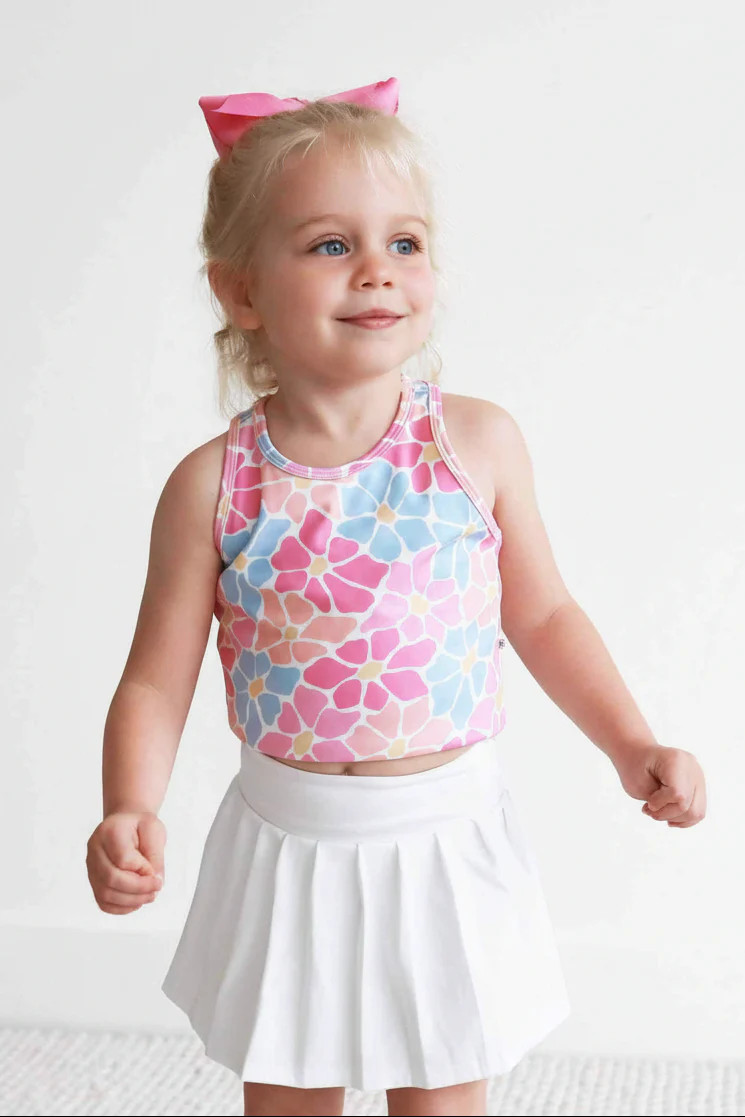 Kids CloudActive\u2122 Athletic Pleated Skirt | White | Caden Lane