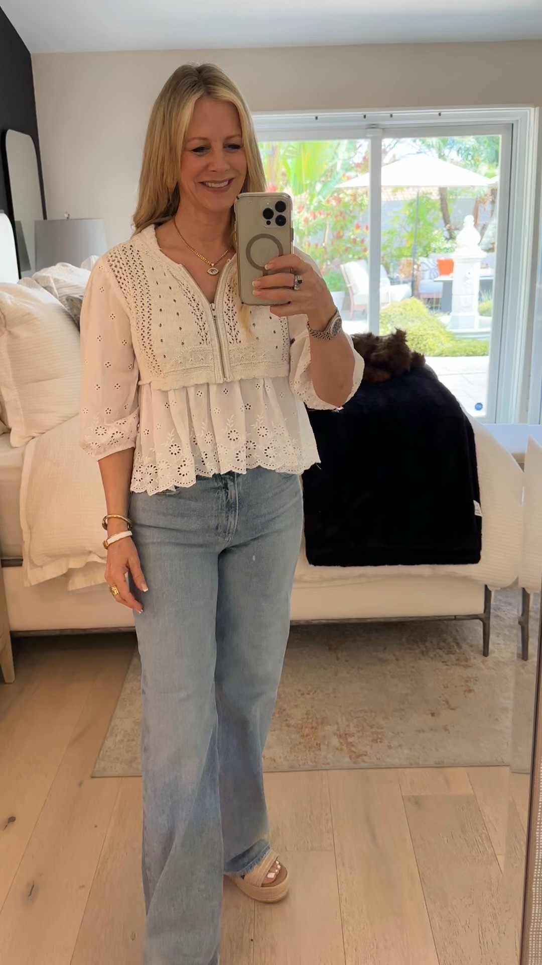 OOTD - fun casual spring/summer outfit. Wearing XS top, 26 jeans. 

Red Carpet of Life, Anthropologie, Target finds, LTK over 50

#LTKOver40 #LTKStyleTip