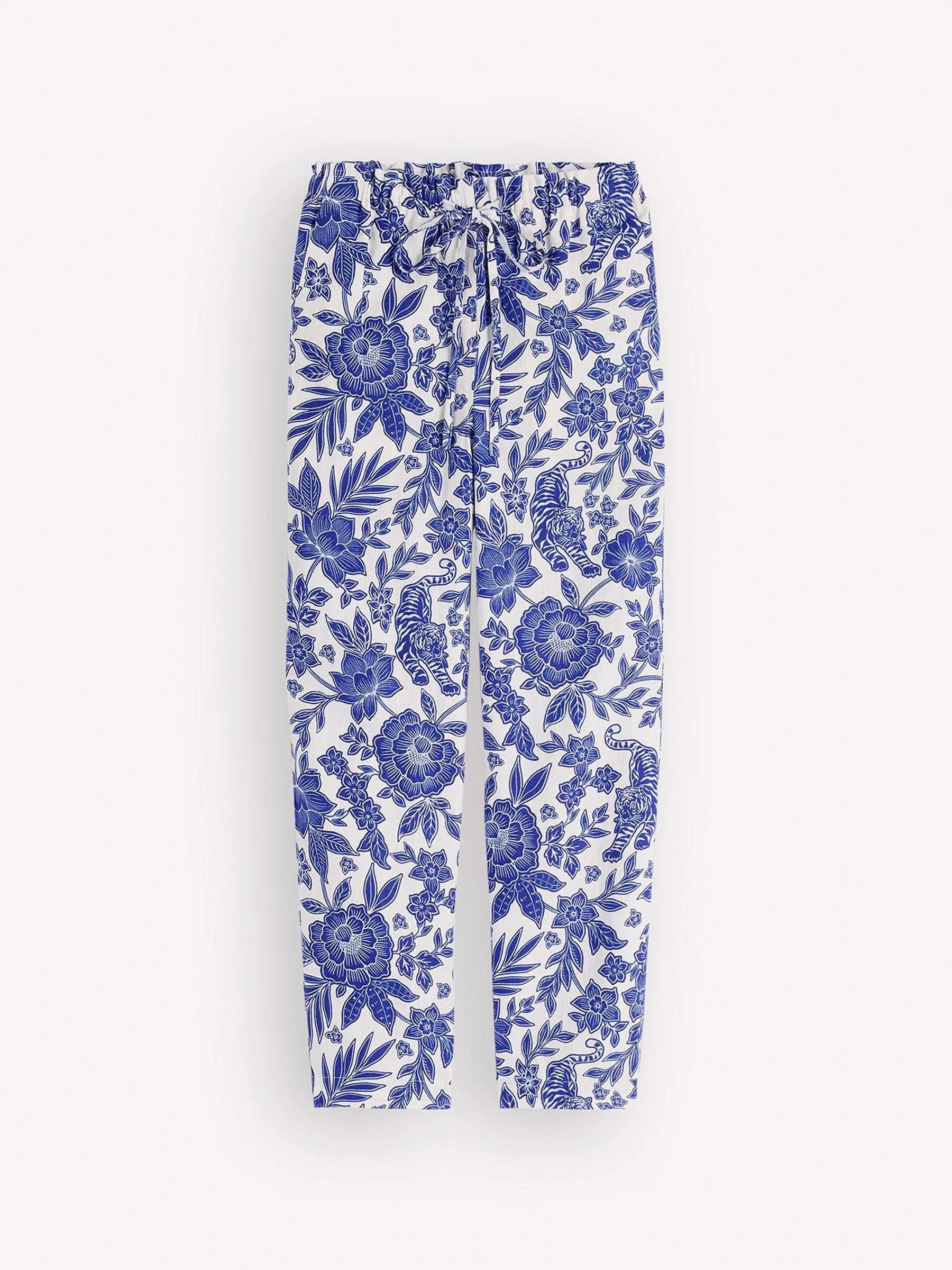Boden Boden Blue Islington Linen Crop Trousers | Next US