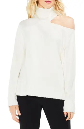 Women's Vince Camuto Asymmetrical Cold Shoulder Turtleneck Sweater | Nordstrom