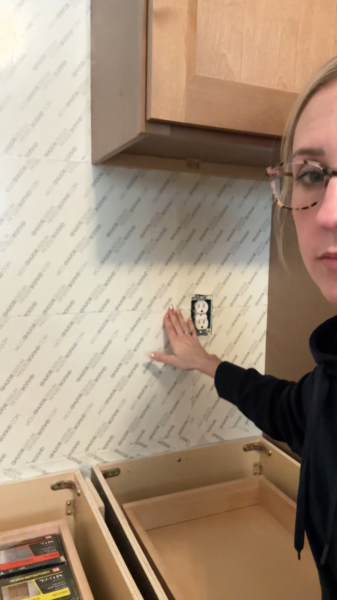 This stuff is the best for installing tile backsplash! It’s called MusselBound and it’s like a peel and stick backing (it’s crazy sticky!) that you can install the tile directly on and then grout like normal!

#LTKHome