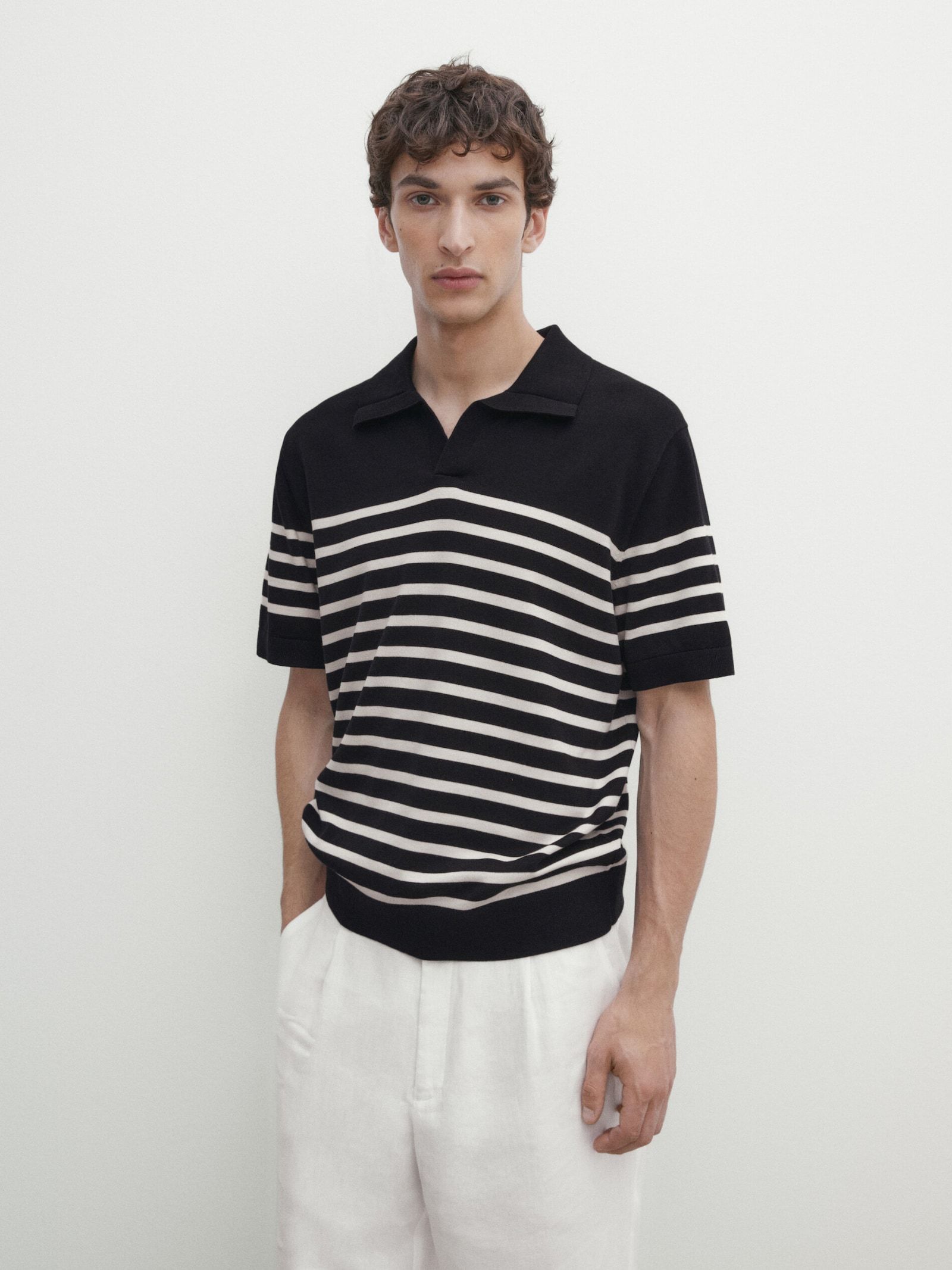 Short sleeve printed polo sweater | Massimo Dutti (US)