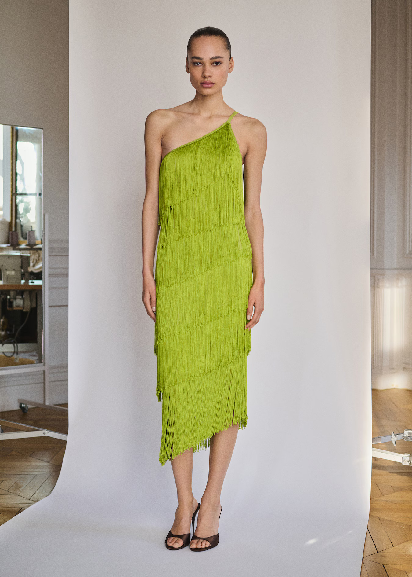 Asymmetrical fringed midi-dress - Women | MANGO USA | Mango (US/MX/AU)