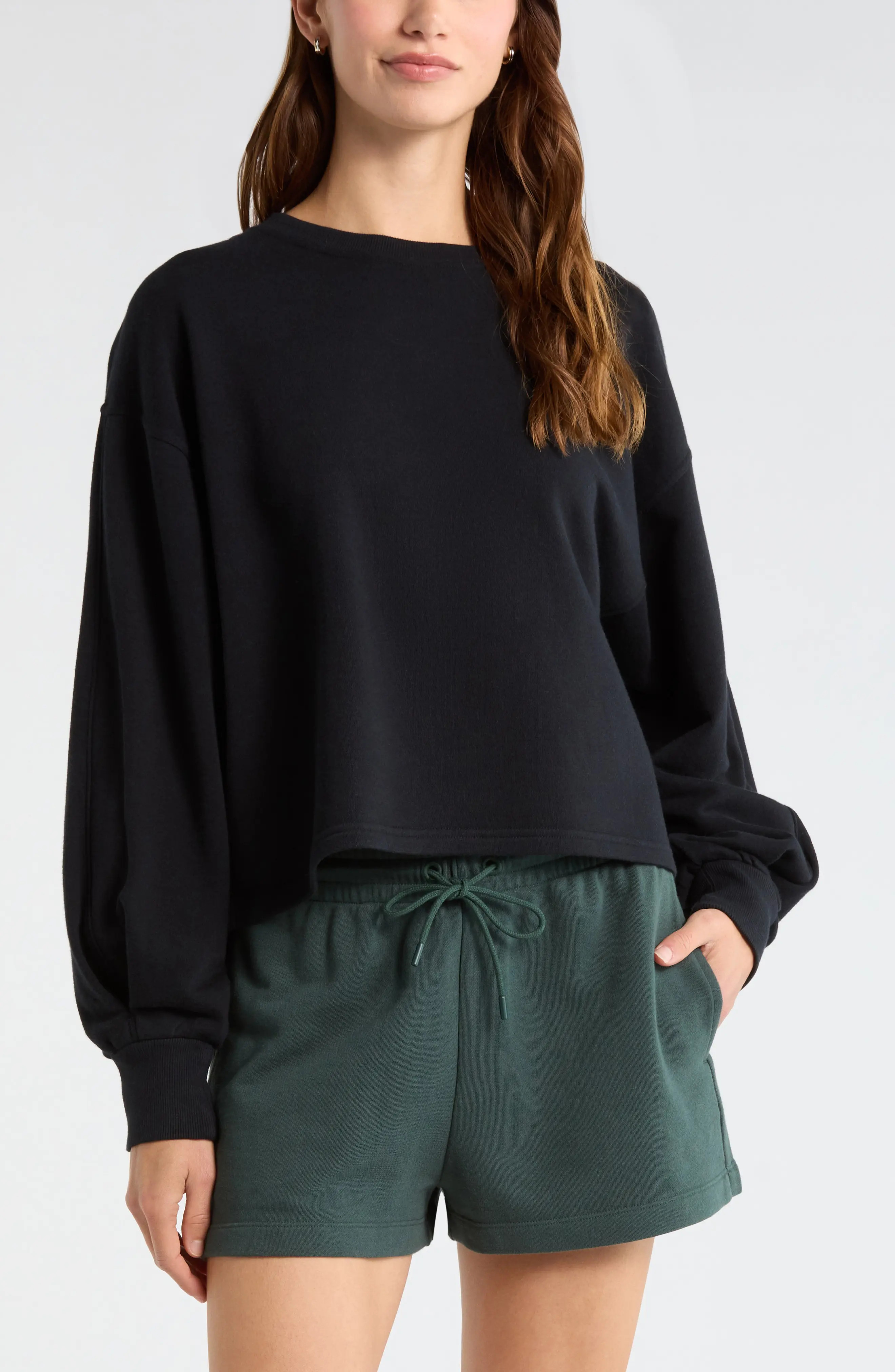 Zella Go Easy French Terry Crewneck Sweatshirt (Women) | Nordstrom | Nordstrom