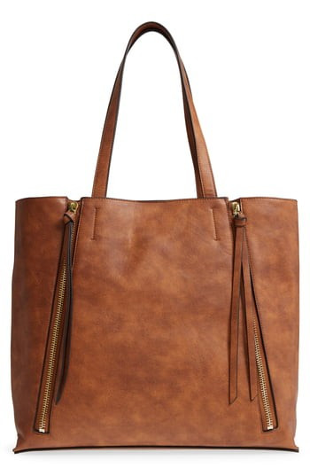 Chelsea28 Leigh Faux Leather Tote & Zip Pouch - Brown | Nordstrom