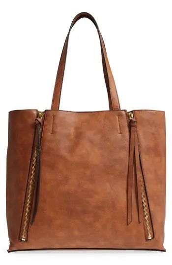 Chelsea28 Leigh Faux Leather Tote & Zip Pouch - Brown | Nordstrom