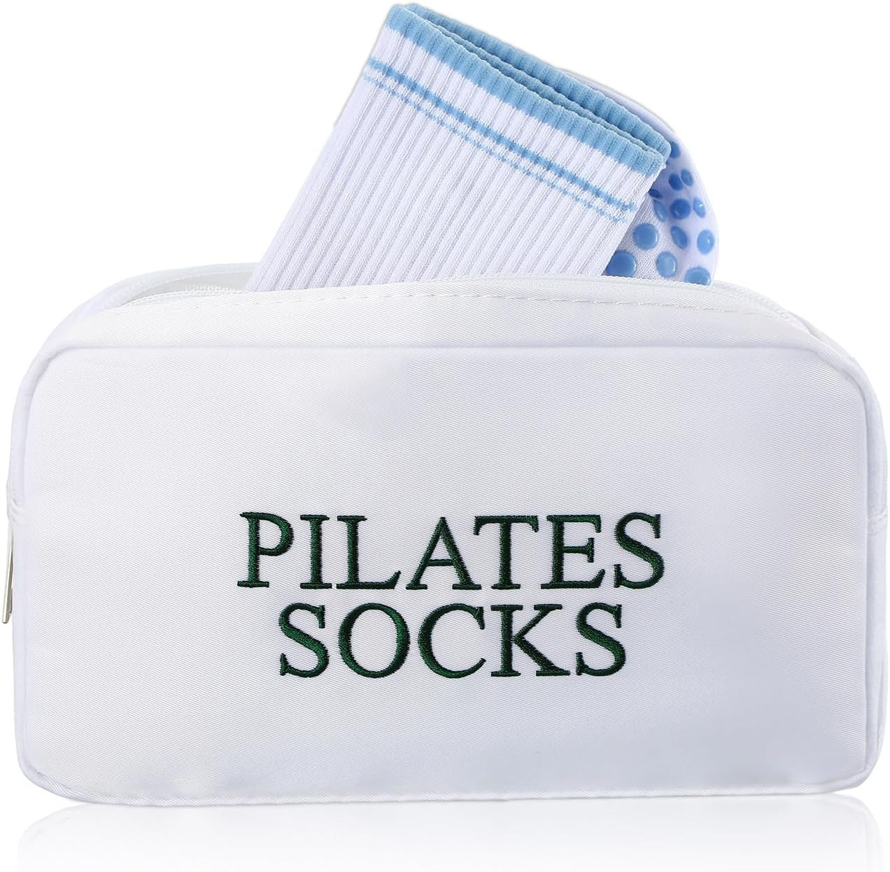 Tallew Pilates Sock Bag for Women Embroidered Nylon Zippered Pouch for Socks Storage 9 x 5'' Pilates Teacher Gift Waterproof Pouch for Pilates' Lovers Birthday Gift Instructor Friends Gym | Amazon (US)
