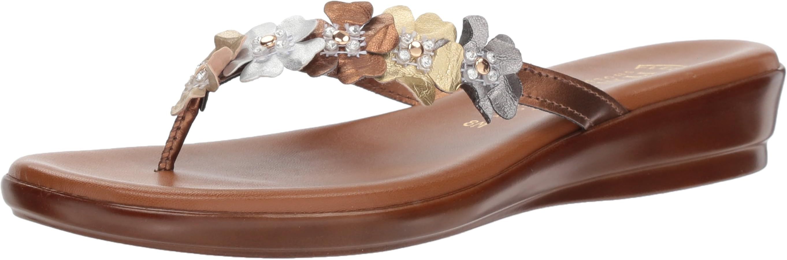ITALIAN SHOEMAKERS Emina Low Wedge Floral Dressy Thong Sandals for Women | Amazon (US)