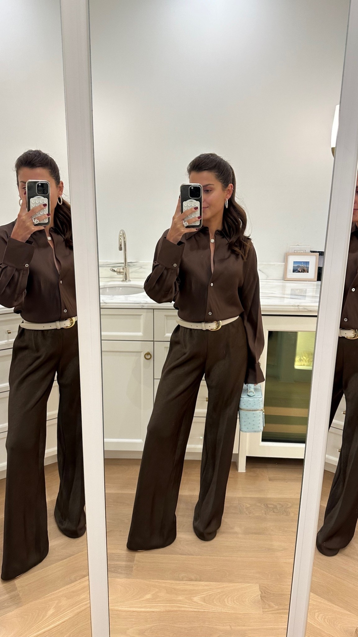 New fall outfit from Vince - perfect together or as separates! Can be dressed up & down! Loving this brown color for family pictures or the holidays!!! Wearing xxs in pants & xs in shirt! 

#LTKSeasonal #LTKHoliday #LTKFamily
