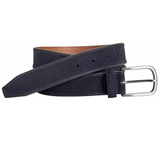 Johnston & Murphy Men's Perforated Suede Belt | QVC