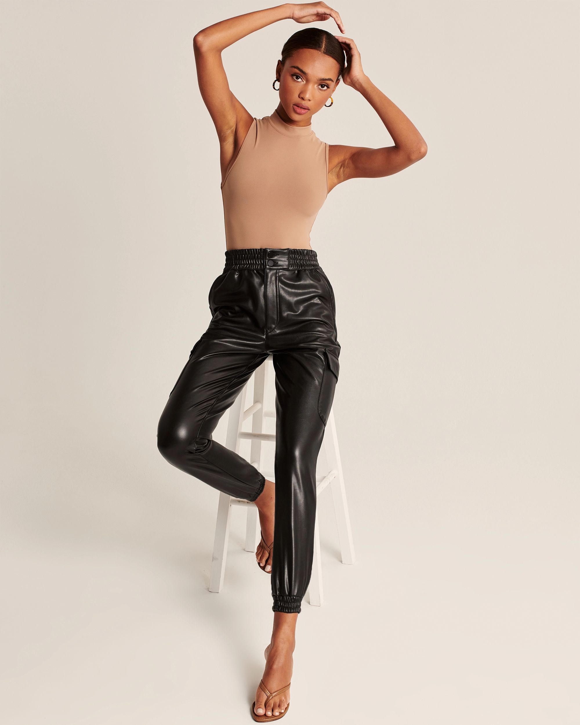 Vegan Leather Cargo Joggers | Abercrombie & Fitch (US)