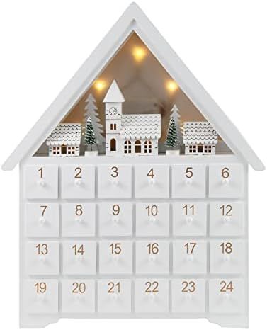Wooden Christmas Advent Calendar House with 24 Drawers for Kids,Countdown to Christmas,LED Christ... | Amazon (US)