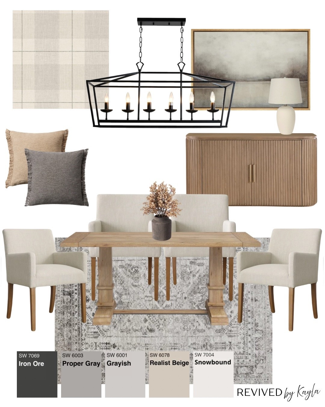 Gray and beige neutral dining room design with light wood furniture 🩶 All decor is from Wayfair and Amazon!

#homedecor #homedesign #homeinspo #diningroom #diningroomdecor #diningroomdesign #neutralhome #neutraldecor #grey #beige #modern #modernhome #roomdesign #roomdecor Beige dining chairs, light wood dining table, black farmhouse light fixture chandelier, neutral wallpaper, grey area rug 

#LTKHome #LTKFindsUnder100 #LTKFindsUnder50