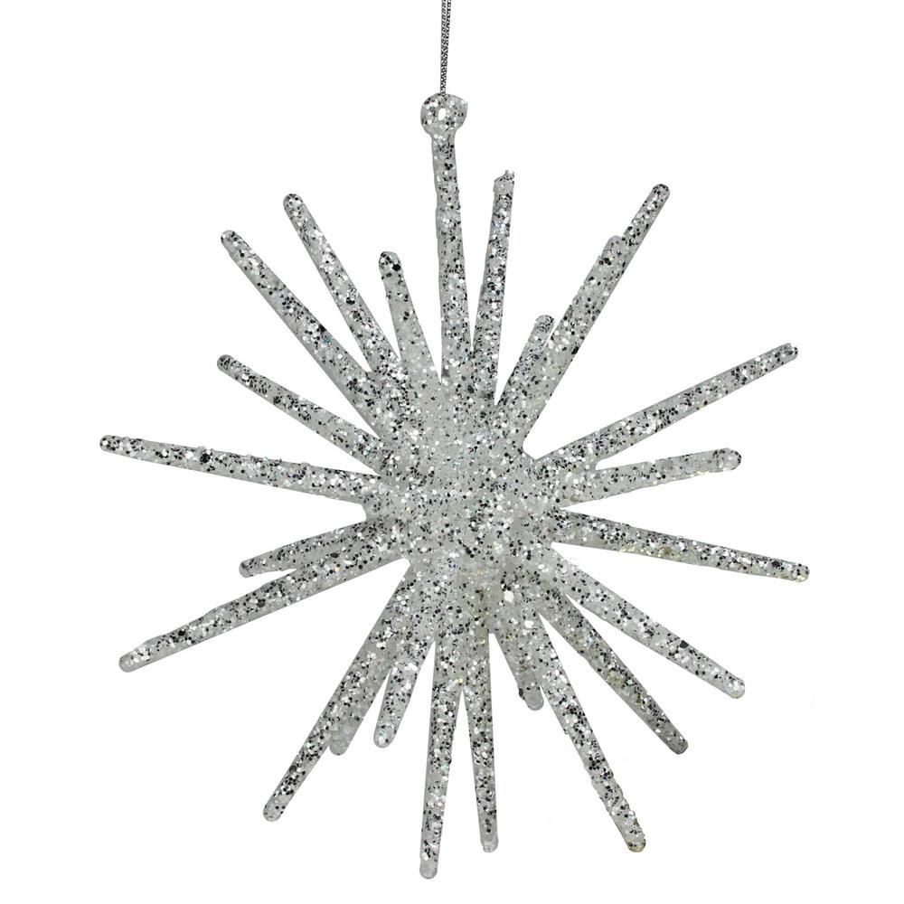 8.25 in. White Glitter Starburst Christmas Ornament | The Home Depot