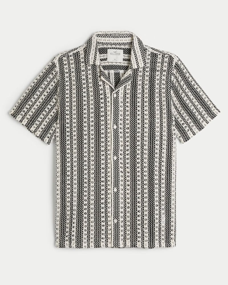 Short-Sleeve Lace + Crochet-Style Shirt | Hollister (US)