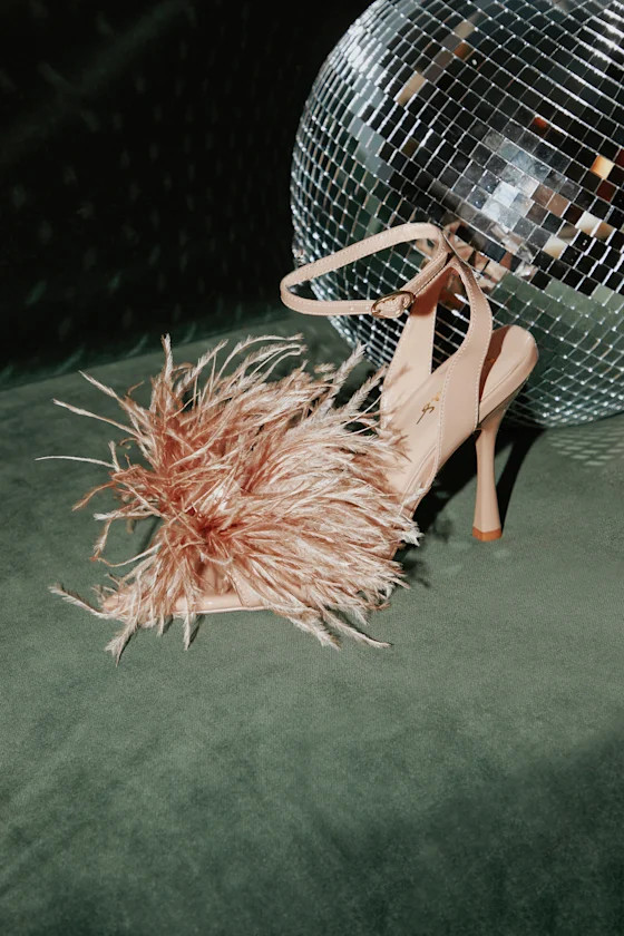 Harlee Light Nude Patent Feather High Heel Sandals | Lulus (US)