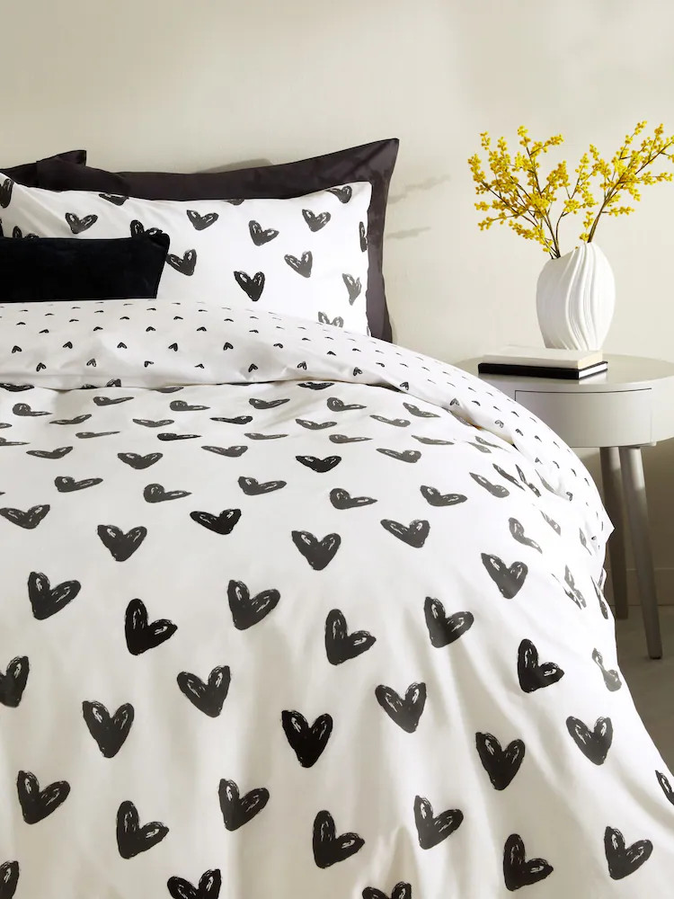 Black/White Reversible Duvet Cover and Pillowcase Set | Next US