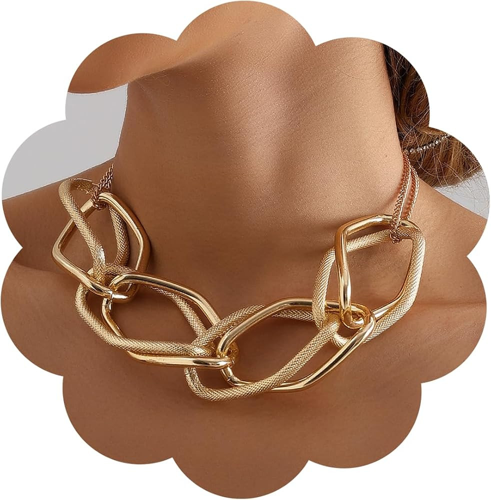 Chunky Necklace for Women Statement Necklace Thick Gold Silver Chain Choker Jewelry | Amazon (US)