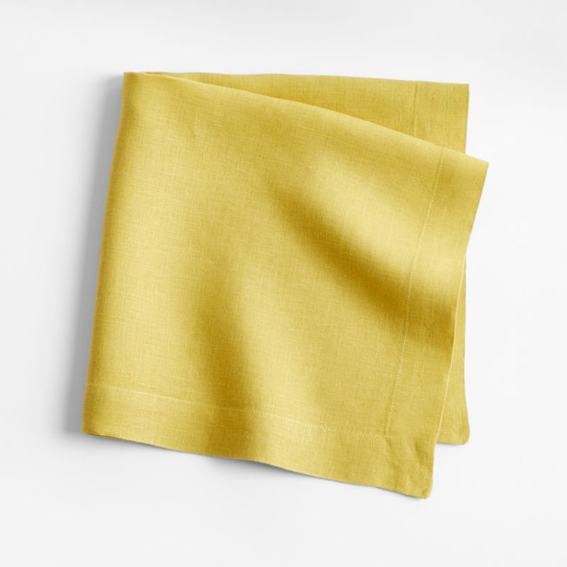 Marin Olive Yellow Linen Napkin + Reviews | Crate & Barrel | Crate & Barrel