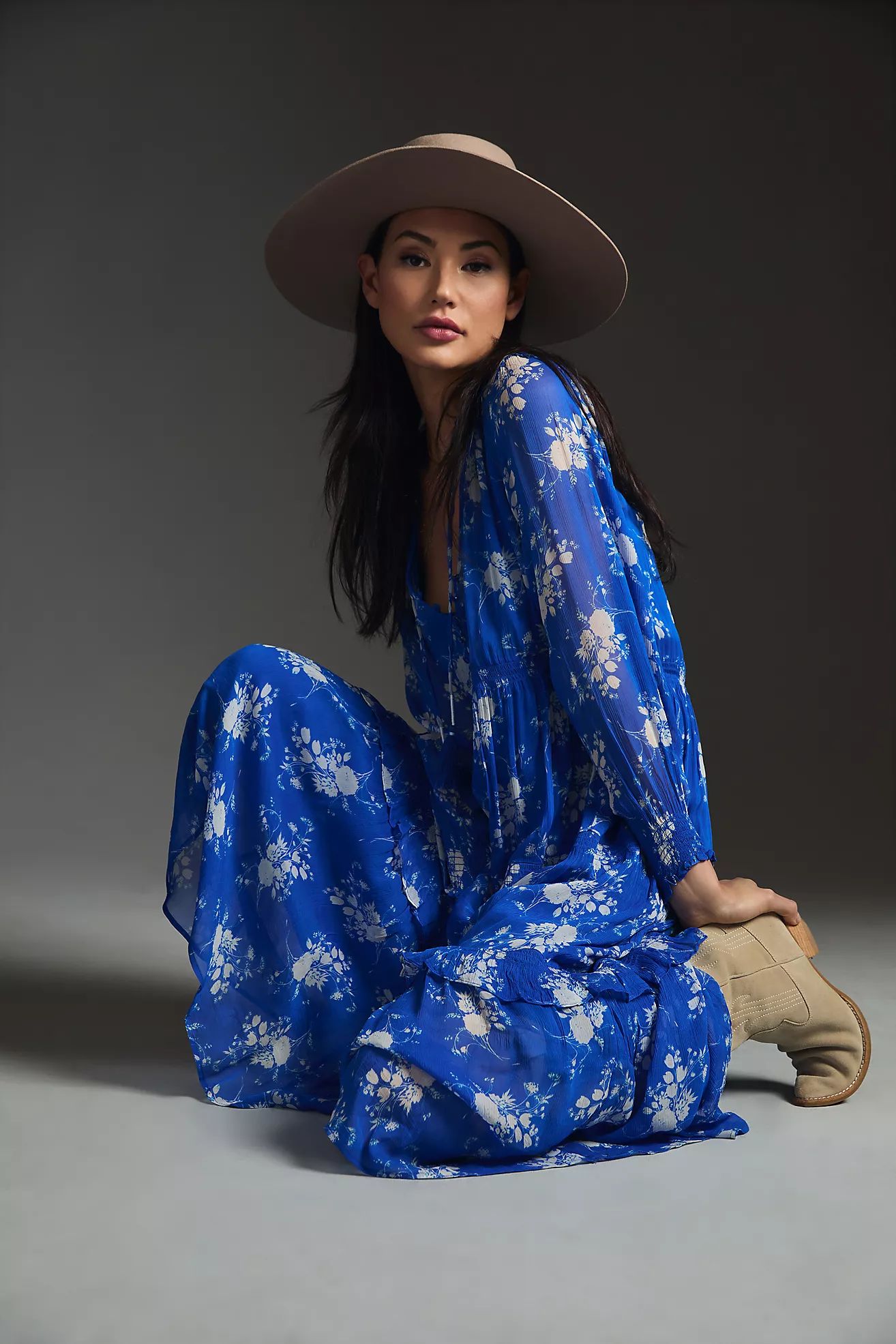 The Marais Printed Chiffon Maxi Dress | Anthropologie (US)