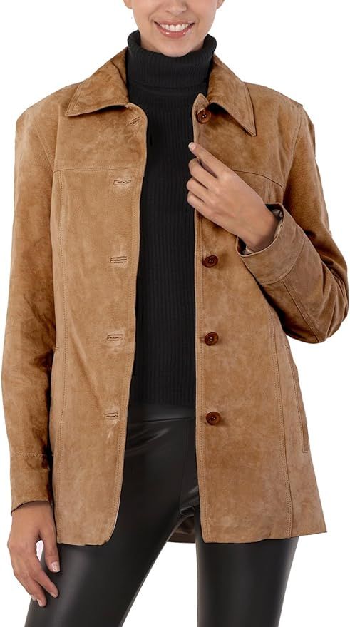 BGSD Women Anna Suede Leather Car Coat (Also available in Plus Size & Petite) | Amazon (US)