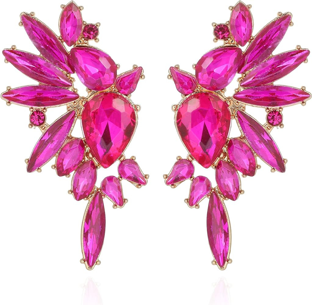 Vintage Rhinestone Statement Earrings for Women Fashion Bling Colorful Crystal Cluster Drop Dangl... | Amazon (US)