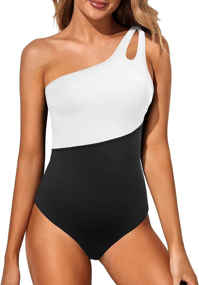 Holipick One Shoulder One Piece Swimsuit for Women Tummy Control Bathing Suits Modest Full Covera... | Amazon (US)