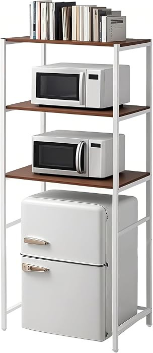 3 Tier White Mini Fridge Stand with Storage for Dorm, Over Mini Fridge Multipurpose Storage Shelf... | Amazon (US)