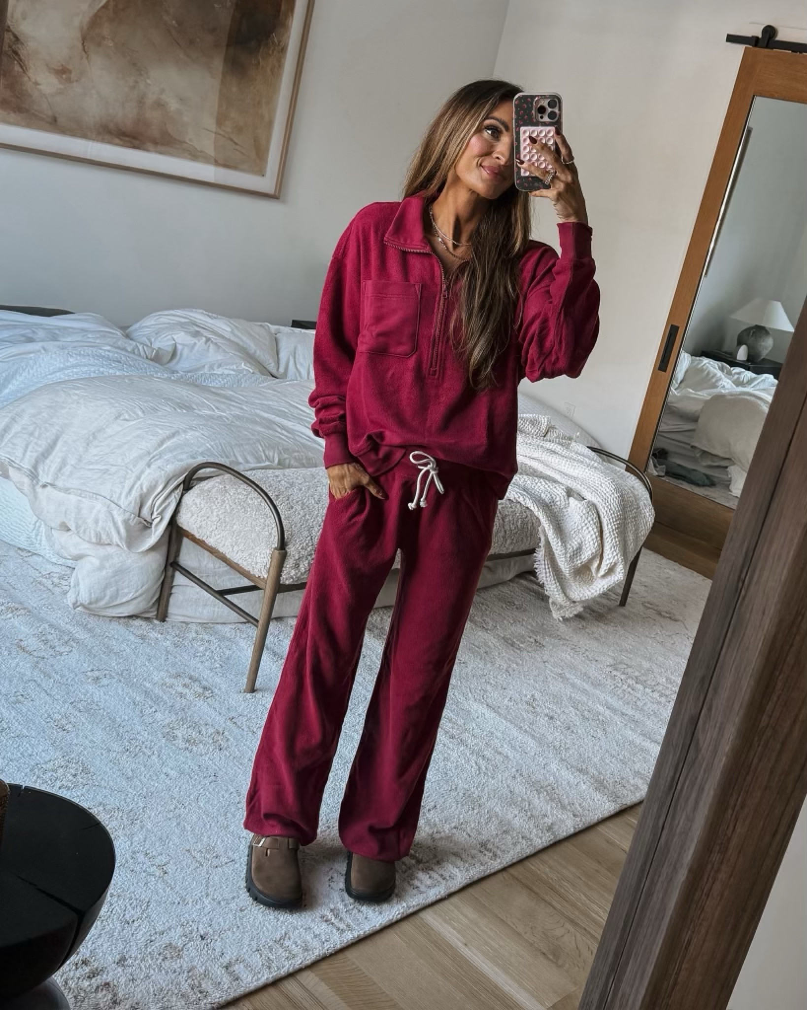softest lounge pants on sale! 🫶🏻 love this pretty red color and the wide leg fit 😍

#LTKSaleAlert
