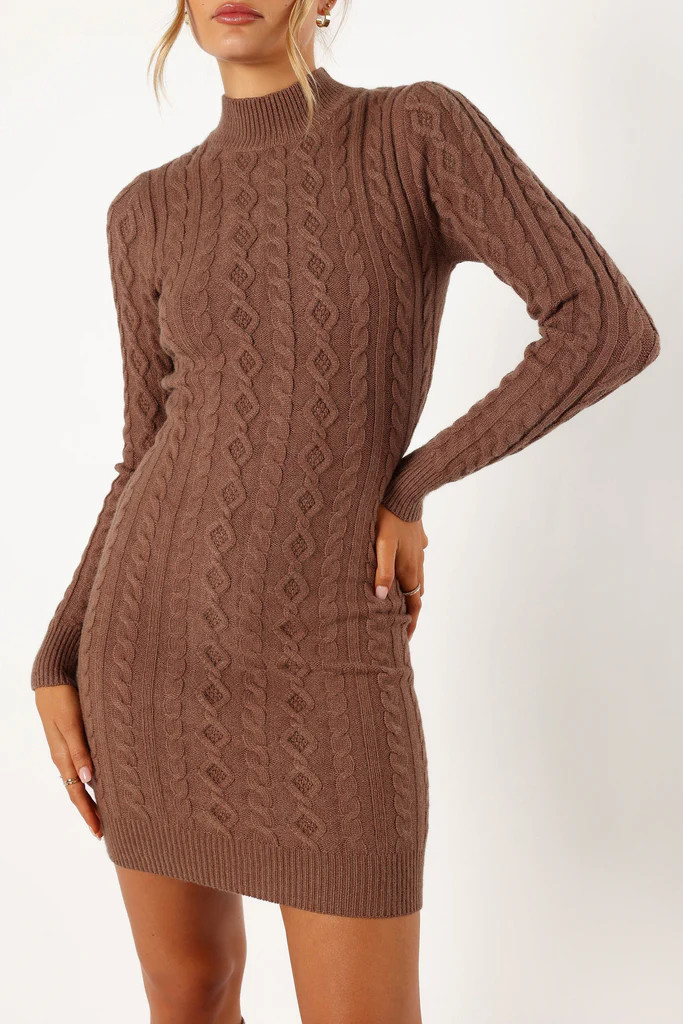 Raven Long Sleeve Mini Dress - Mocha | Petal & Pup (US)