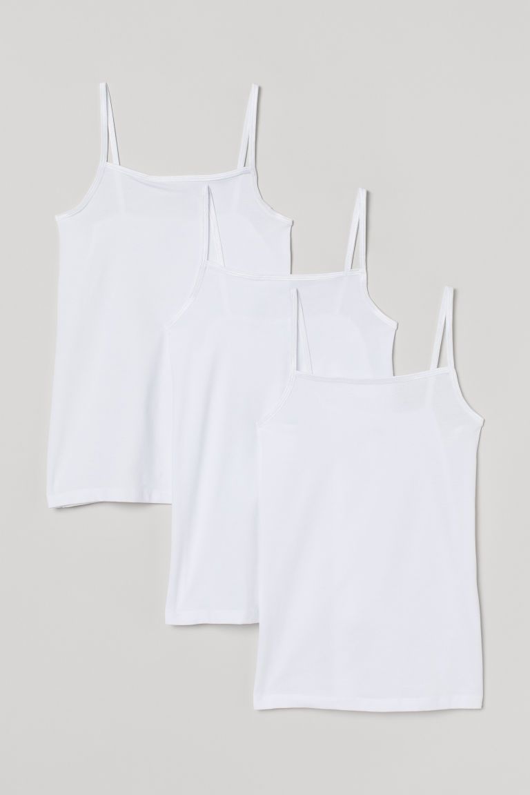 H & M - 3-pack Camisole Tops - White | H&M (US + CA)