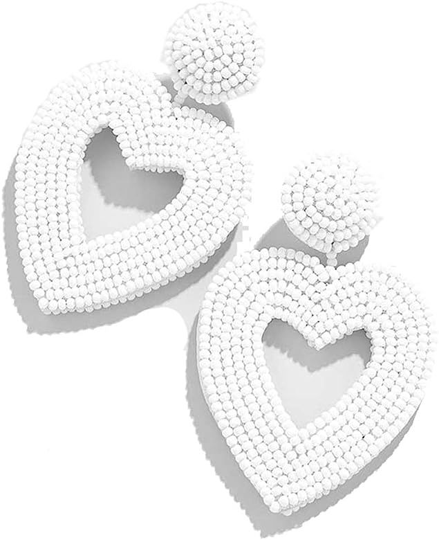 Statement Drop Earrings - Bohemian Beaded Round Dangle Earrings Gift for Women | Amazon (US)