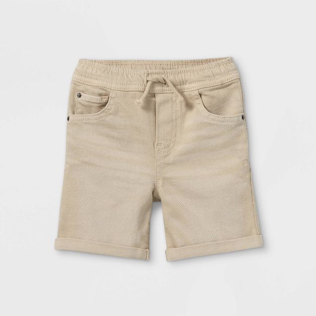 Toddler Boys' Rolled Hem Super Stretch Pull-On Jean Shorts - Cat & Jack™ Khaki | Target