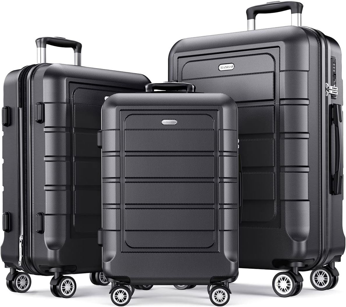 SHOWKOO Luggage Sets Expandable Suitcase Double Wheels TSA Lock (Gray) | Amazon (US)