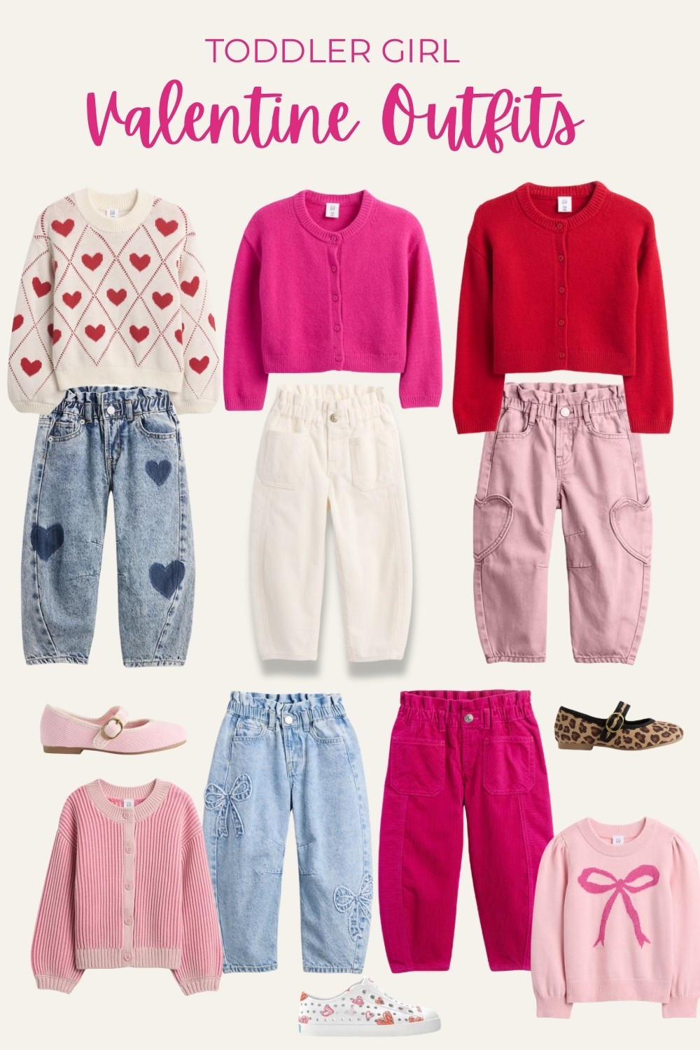 Valentines Outfits for toddler girls & it’s all on sale! 

The cutest cardigans! Pair with a white babydoll tee underneath and these adorable barrel leg jeans and cords with flats for the trendiest little Vday look! 

Pattern sweater | Heart sweater | Pink outfit | Red outfit | Leopard shoes | little girl outfits | Valentines Day 

#LTKSeasonal #LTKSaleAlert #LTKKids